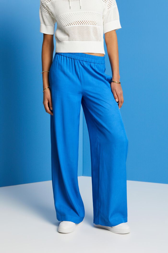 Spodnie z szerokimi nogawkami, LENZING™ ECOVERO™, BRIGHT BLUE, detail image number 0