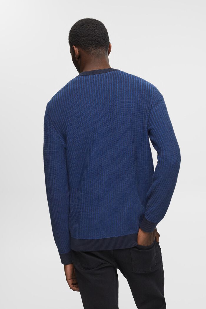 Dwukolorowy sweter z prążkowanej dzianiny, NAVY, detail image number 3