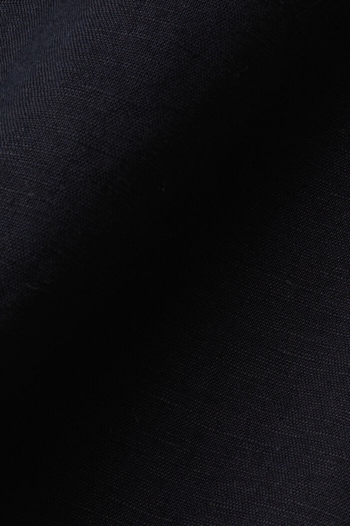 Koszula z przypinanym kołnierzykiem z mieszanki bawełny i lnu, BLACK, detail image number 4