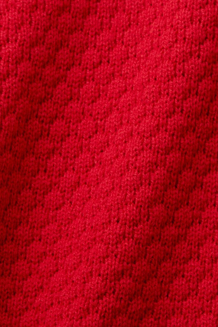Fakturowany sweter z dzianiny, mieszanka z bawełną, DARK RED, detail image number 5