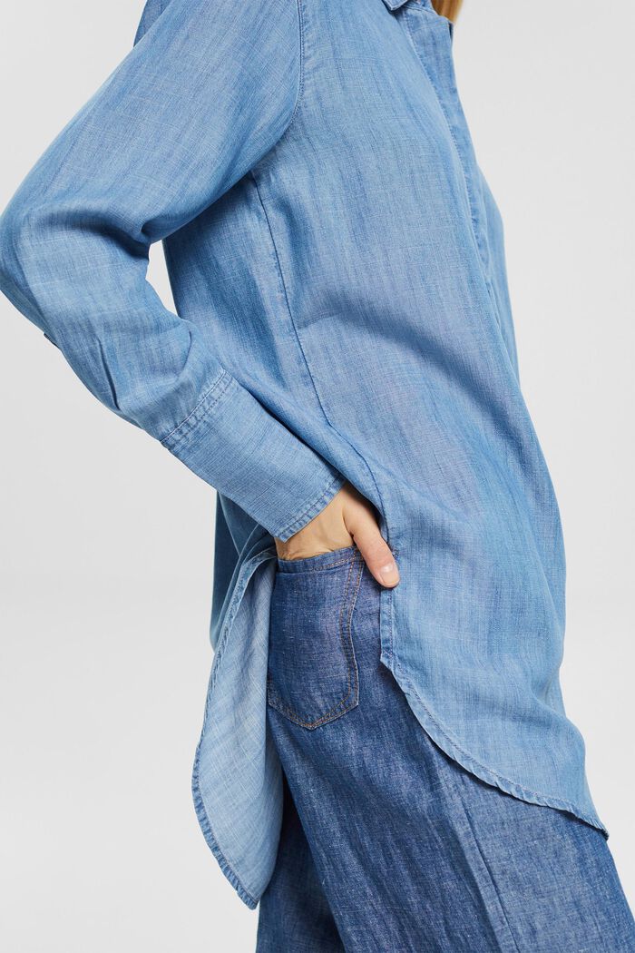 Z włókna TENCEL™: bluzka oversize w kolorze denimu, BLUE MEDIUM WASHED, detail image number 4