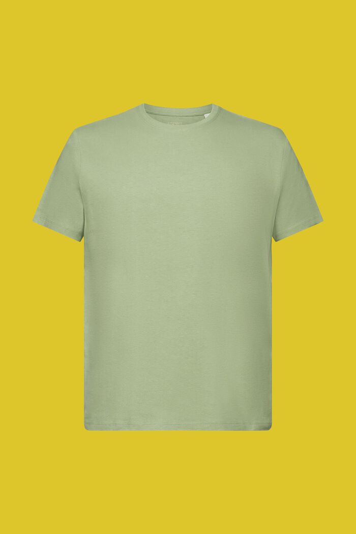 T-shirt z dżerseju, mieszanka bawełny i lnu, PALE KHAKI, detail image number 6