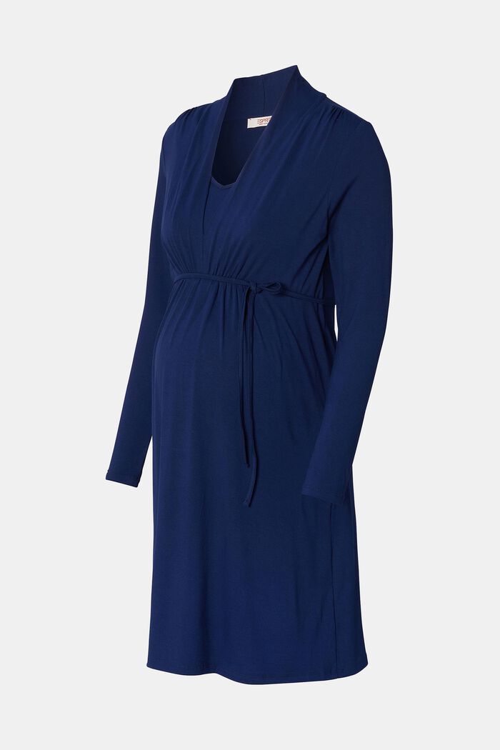 MATERNITY Sukienka z długim rękawem i dekoltem w serek, DARK BLUE, detail image number 4