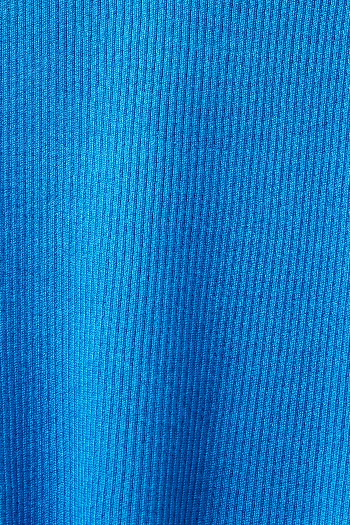 Sweter z prążkowanej dzianiny z okrągłym dekoltem, BLUE, detail image number 5