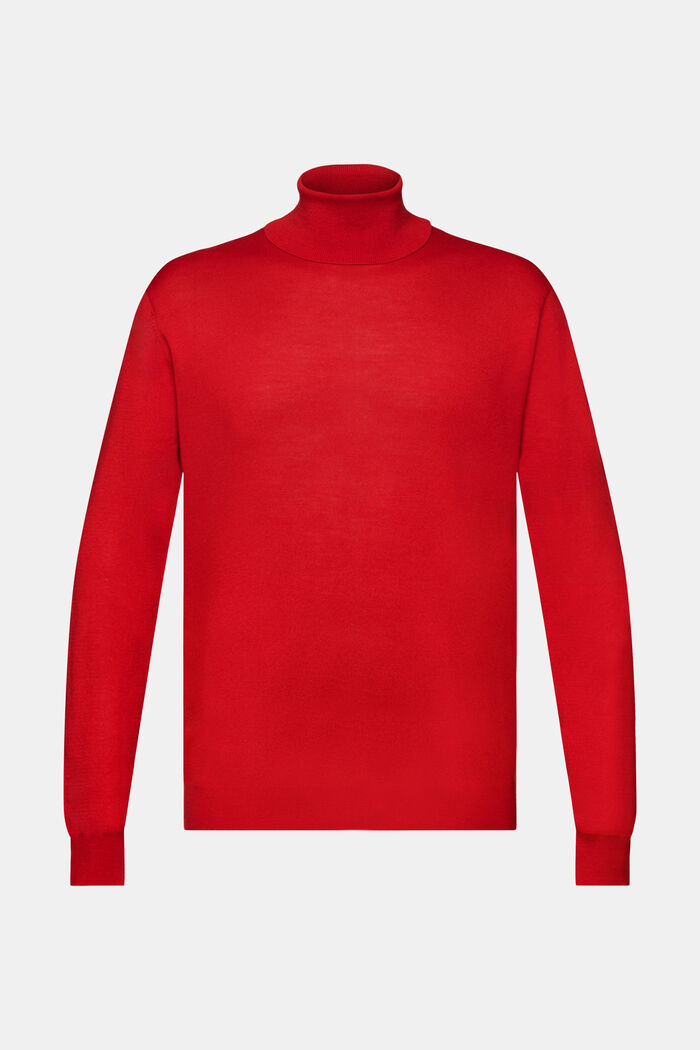 Sweter z półgolfem z wełny merynosowej, DARK RED, detail image number 6