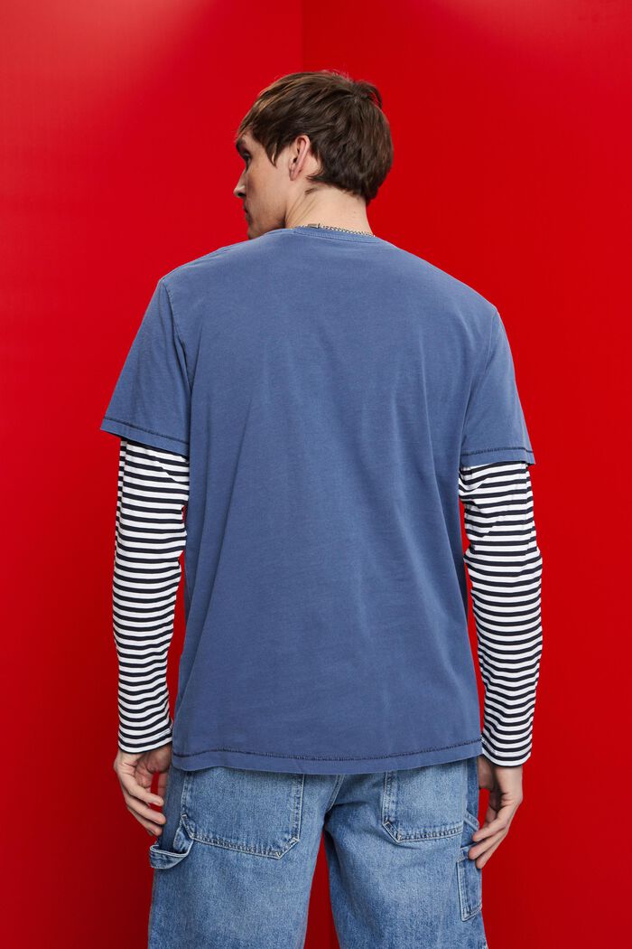 T-shirt z efektem sprania, 100% bawełny, NAVY, detail image number 3