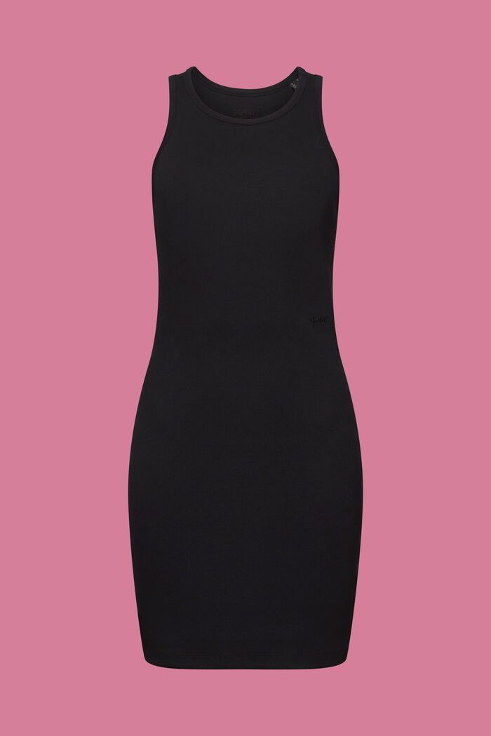 Prążkowana sukienka z dżerseju, BLACK, detail image number 6