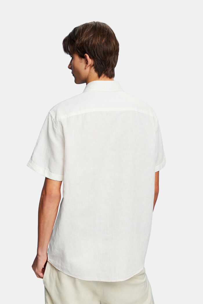 Koszula z krótkim rękawem z mieszanki lnu i bawełny, OFF WHITE, detail image number 3