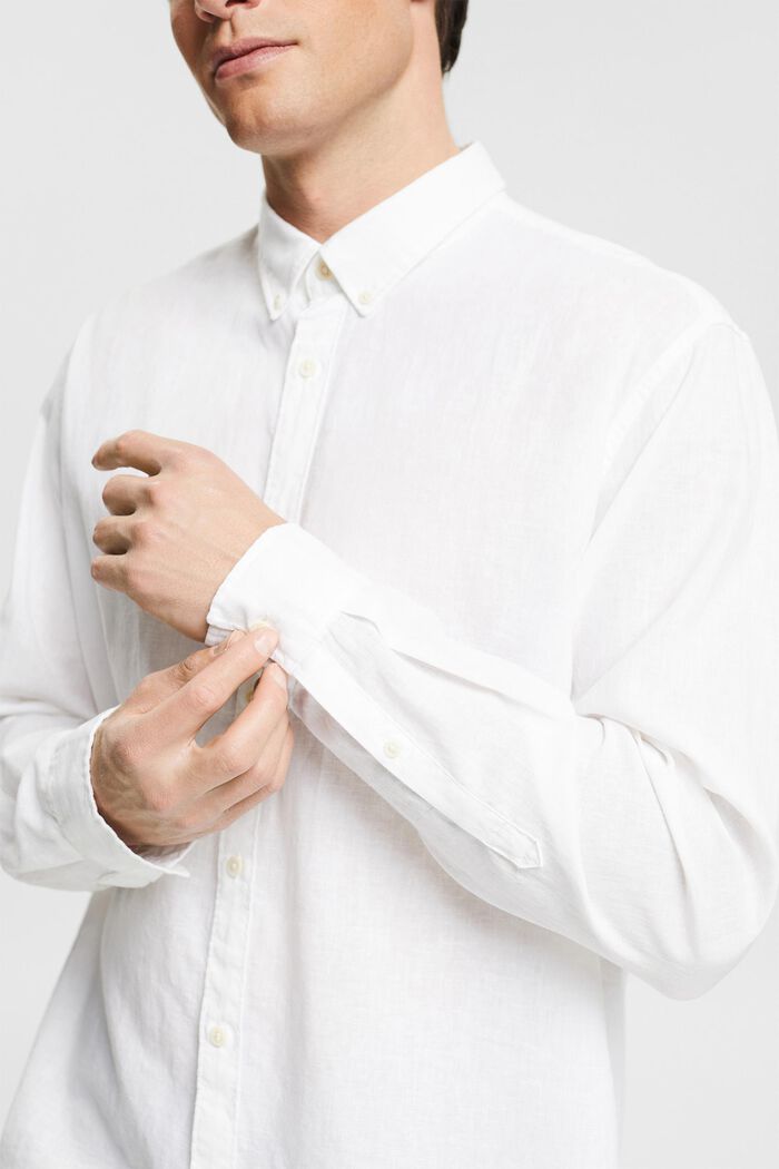Z mieszanki z lnem: melanżowa koszula, WHITE, detail image number 2