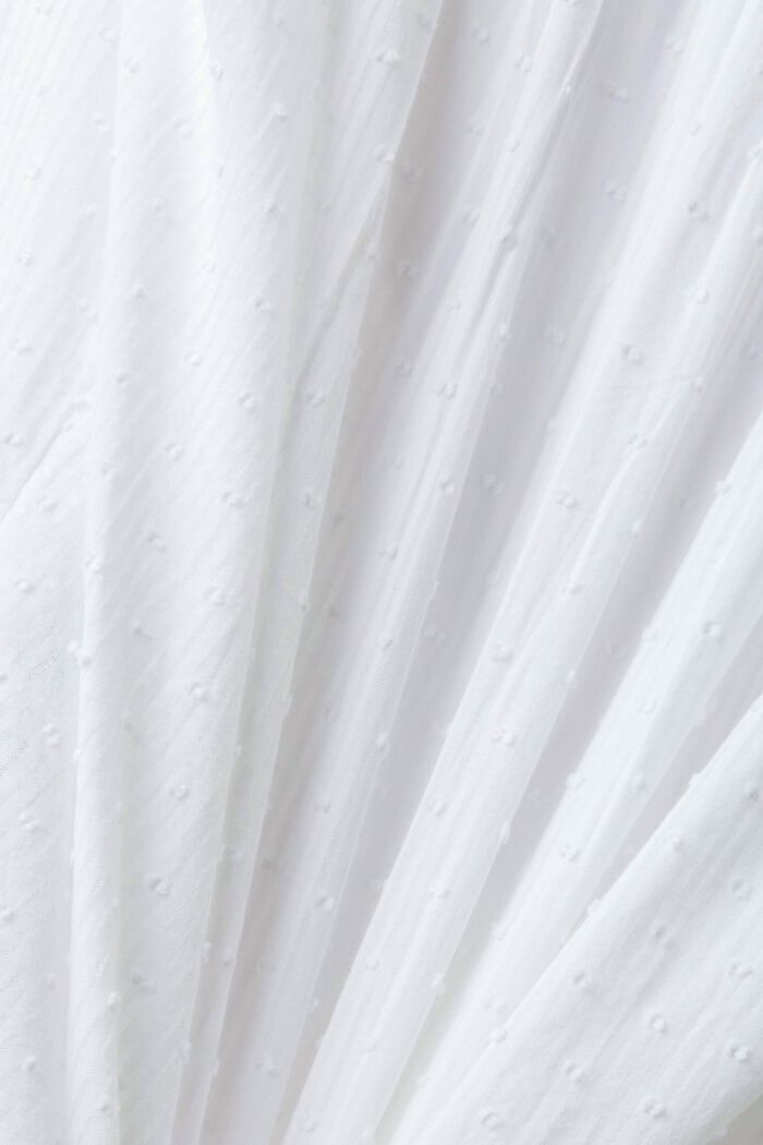 Bluzka z tkaniny dobby z wiązanym detalem, WHITE, detail image number 6