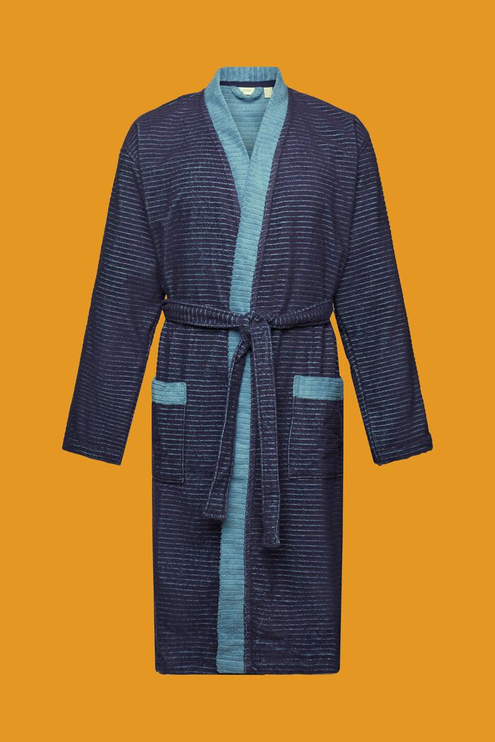 Płaszcz kąpielowy w fakturalne prążki, NAVY BLUE, detail image number 5