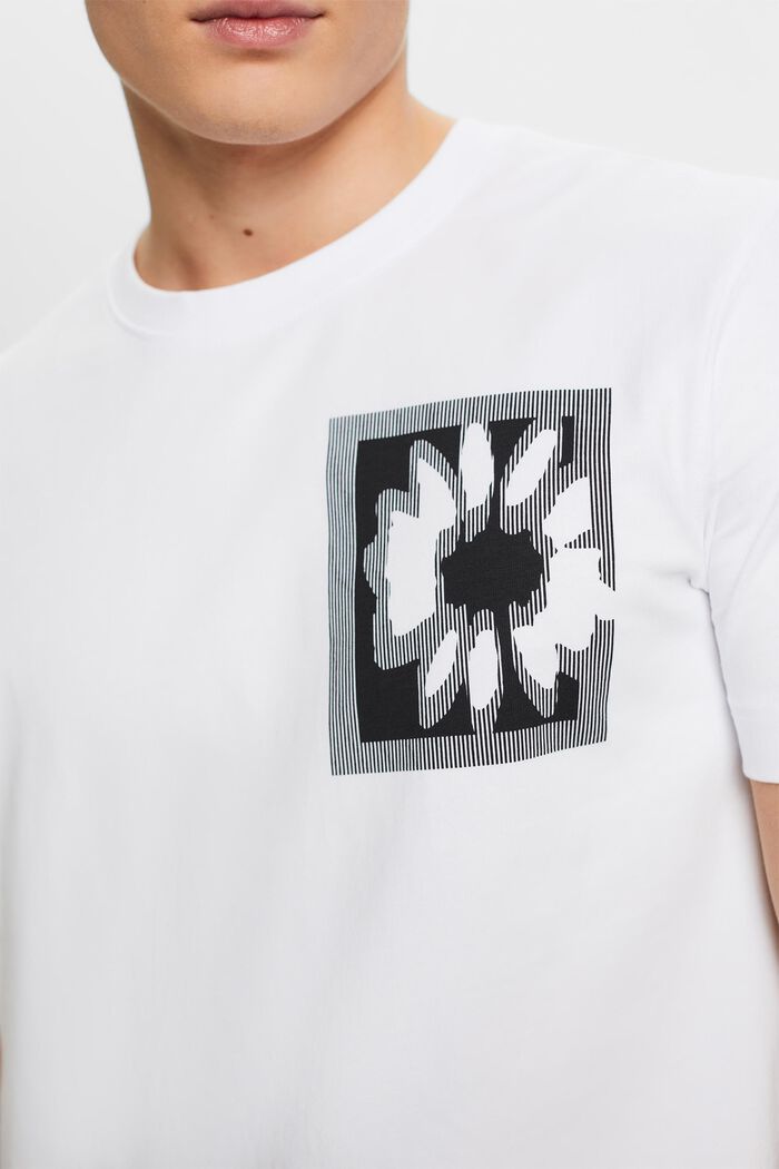 T-shirt z logo i kwiatowym nadrukiem, WHITE, detail image number 2
