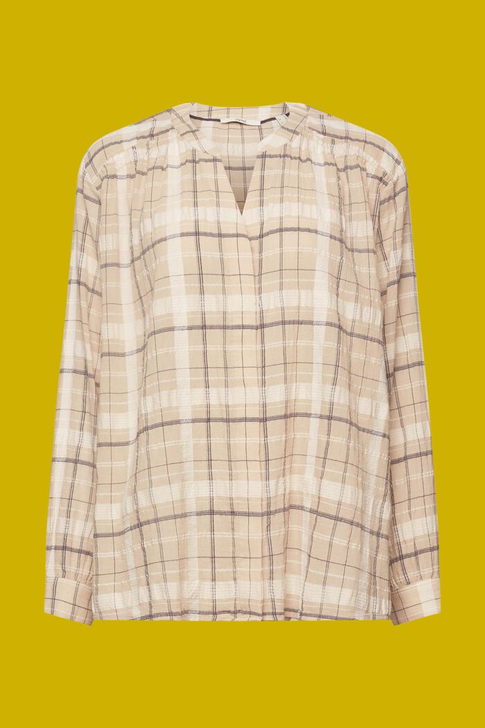 Bluzkowy top z fakturą, 100% bawełny, SAND, detail image number 5
