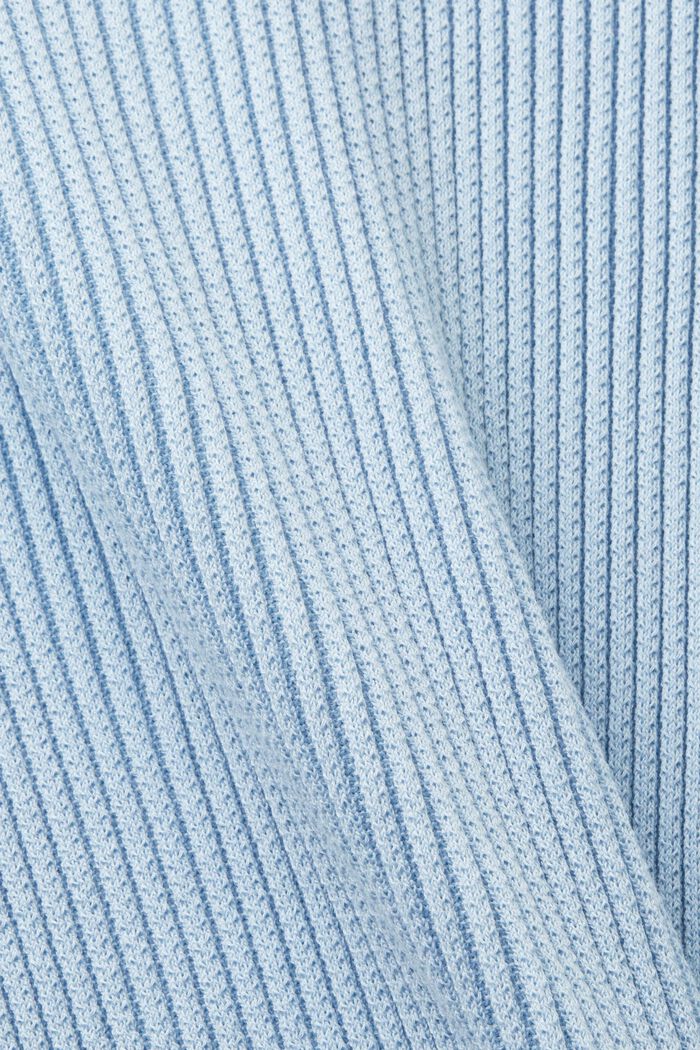 Koszulka polo z prążkowanej dzianiny, PASTEL BLUE, detail image number 6