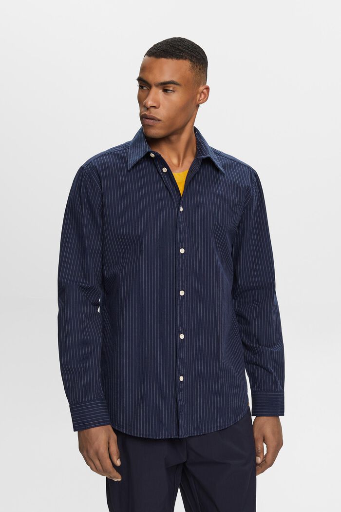 Twillowa koszula w paski, 100% bawełny, NAVY, detail image number 1
