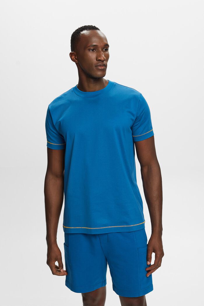 T-shirt z okrągłym dekoltem, 100% bawełny, DARK BLUE, detail image number 0