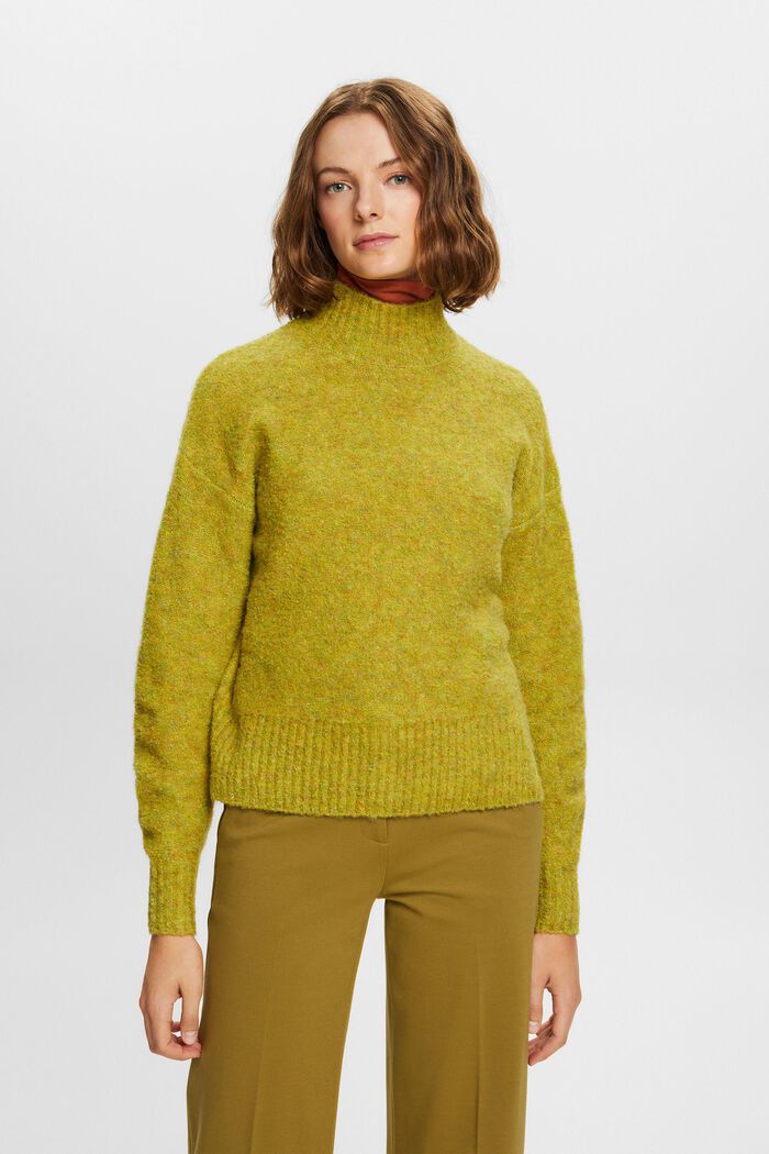 Puszysty sweter z półgolfem, PISTACHIO GREEN, detail image number 1