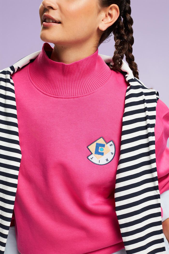 Bluza ze stójką z logo, PINK FUCHSIA, detail image number 2