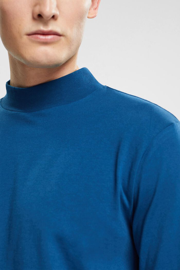 Koszulka z długim rękawem ze stójką, PETROL BLUE, detail image number 0