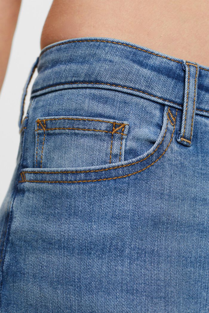 Dżinsowe spodnie capri ze średnim stanem, BLUE LIGHT WASHED, detail image number 4