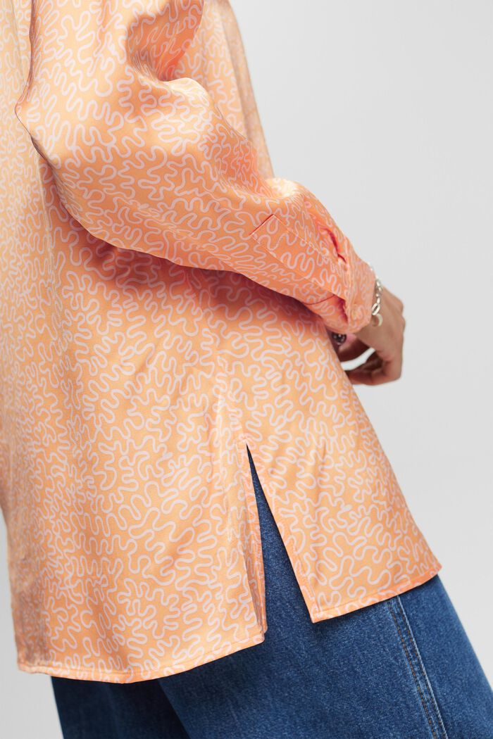 Satynowa bluzka z nadrukiem, PASTEL ORANGE, detail image number 4