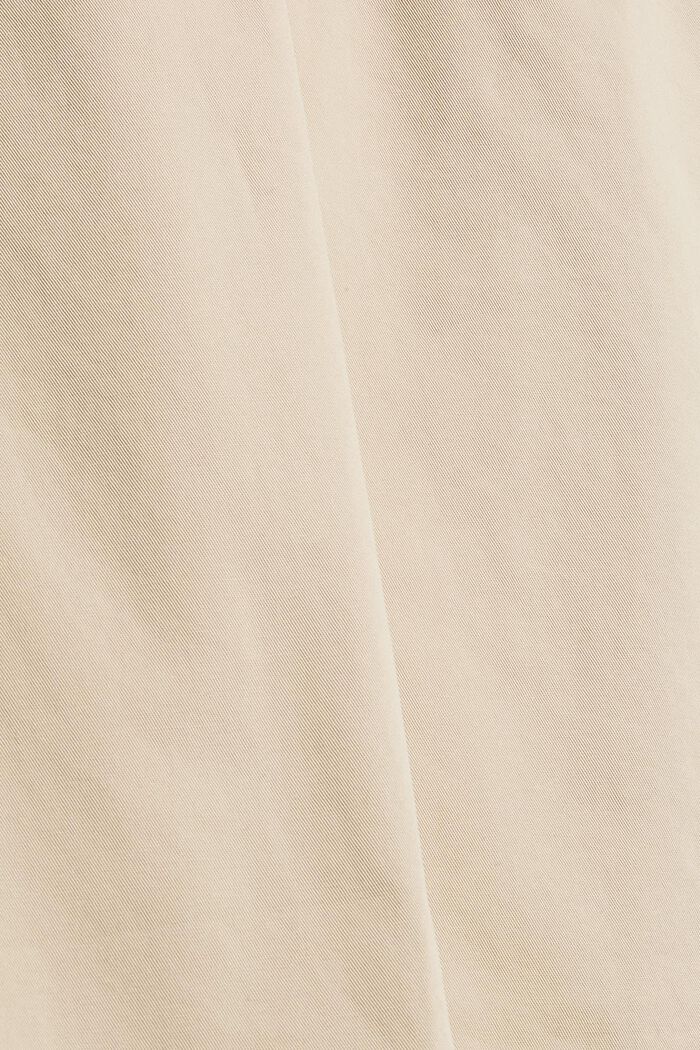 Spodnie z zakładkami i paskiem, bawełna pima, BEIGE, detail image number 4