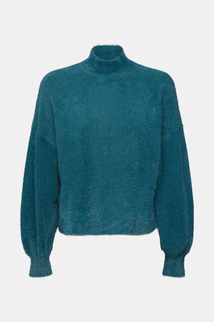 Sweter z półgolfem ze sztucznego futerka