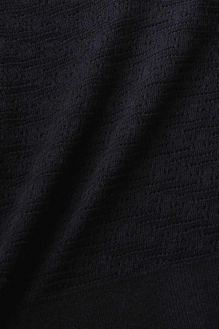 Sweter pointelle z dekoltem w serek, BLACK, detail image number 4