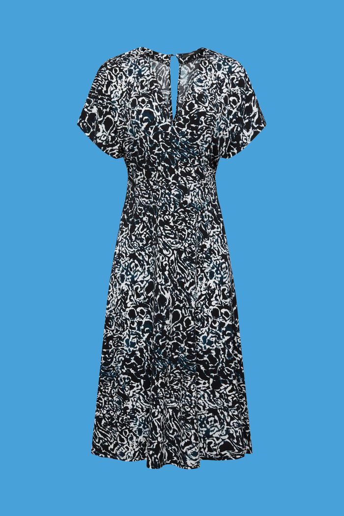 Sukienka z dżerseju z dekoltem w serek i nadrukiem na całej powierzchni, BLACK, detail image number 6