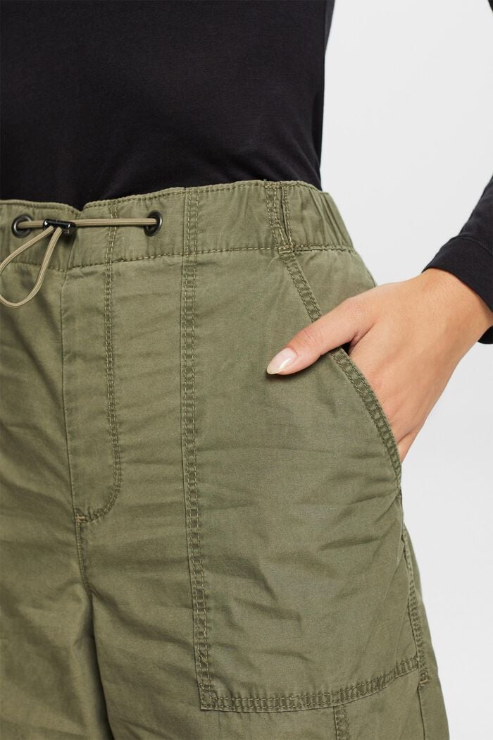 Spodnie bojówki na gumce, 100% bawełny, KHAKI GREEN, detail image number 2