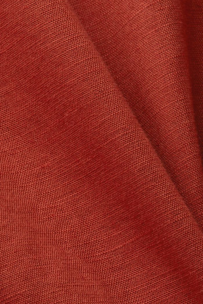 Bluzka z krótkim rękawem, mieszanka lnu i bawełny, TERRACOTTA, detail image number 5
