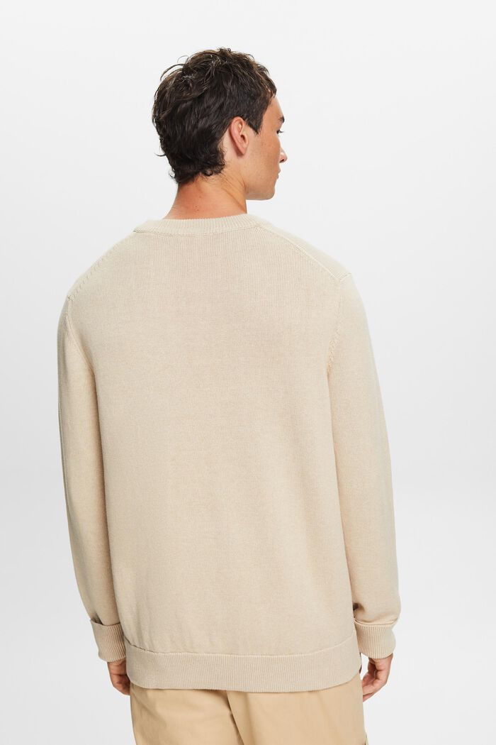Sweter z okrągłym dekoltem z bawełny, SAND, detail image number 4