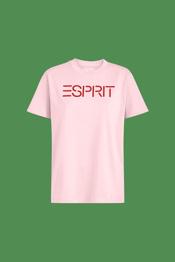 T-shirt z logo z bawełnianego dżerseju, unisex, LIGHT PINK, detail image number 6