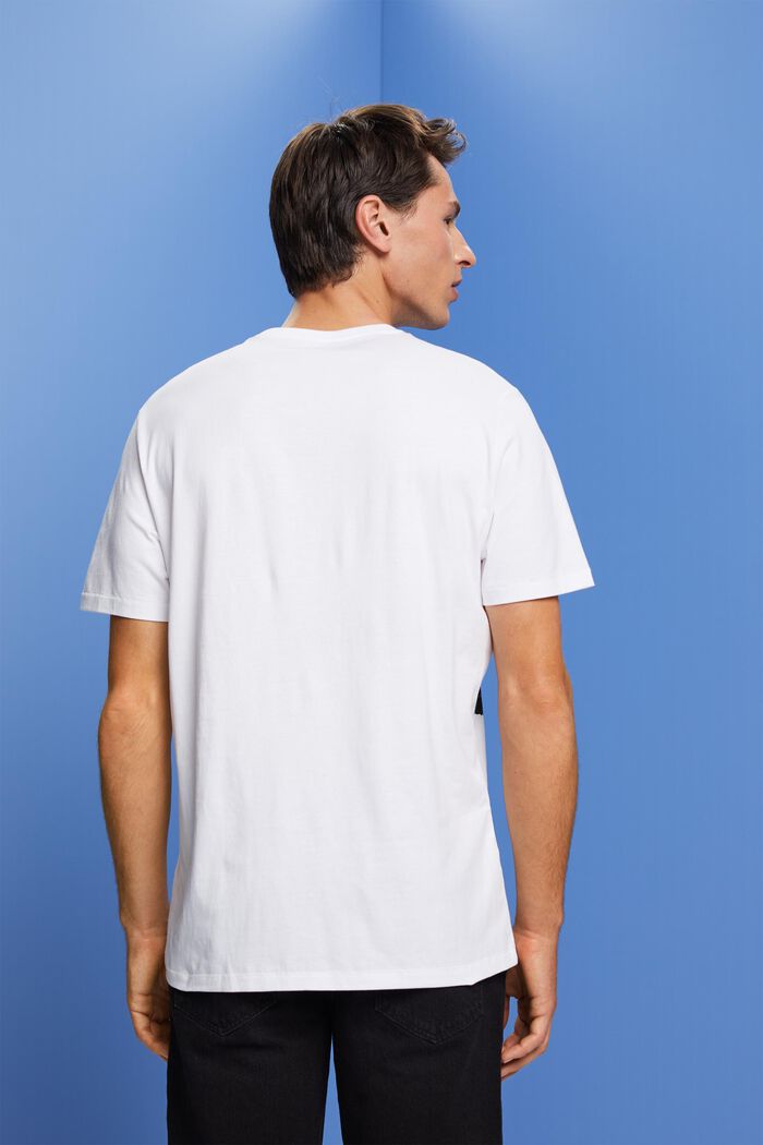 T-shirt z okrągłym dekoltem i nadrukiem, 100% bawełny, WHITE, detail image number 3
