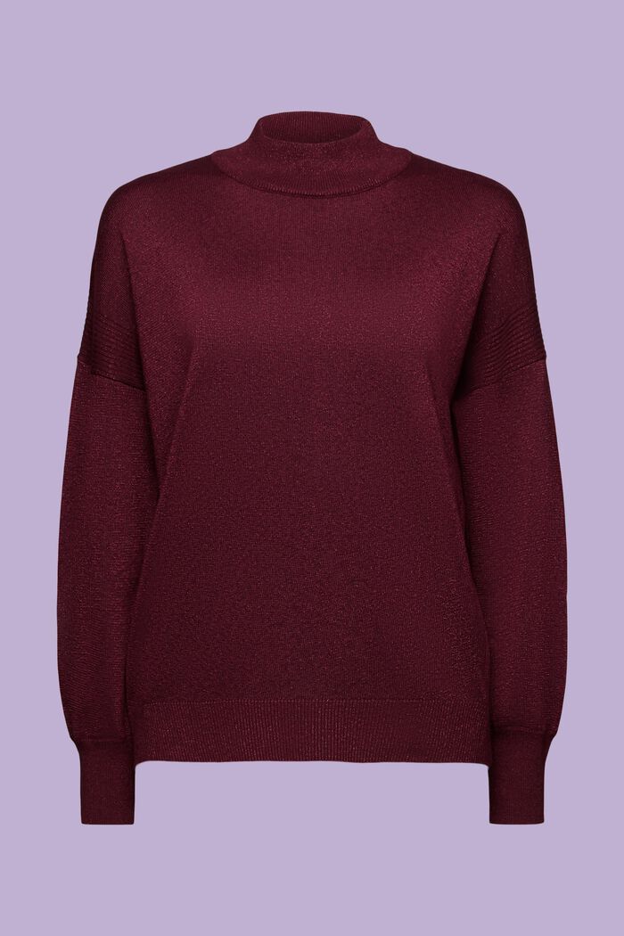 Błyszczący sweter z półgolfem, BORDEAUX RED, detail image number 6