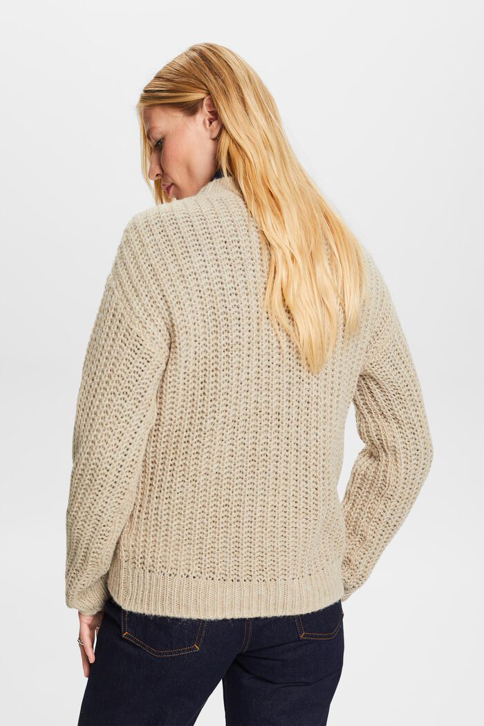 Sweter z prążkowanej dzianiny, SAND, detail image number 3