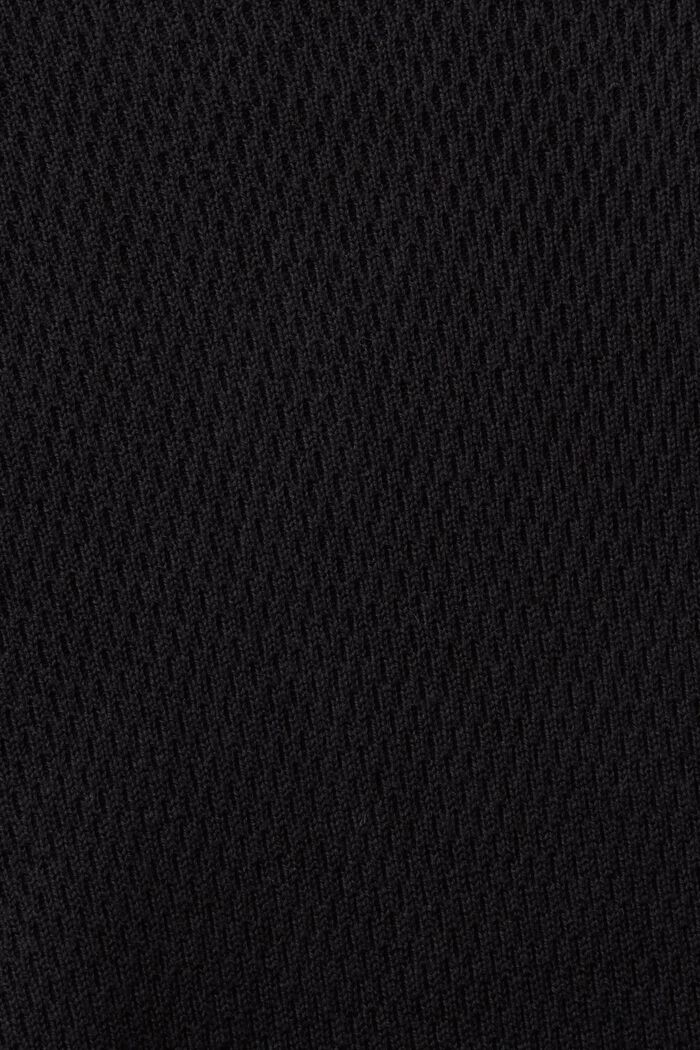 Sweter z okrągłym dekoltem z fakturowanej dzianiny, BLACK, detail image number 4