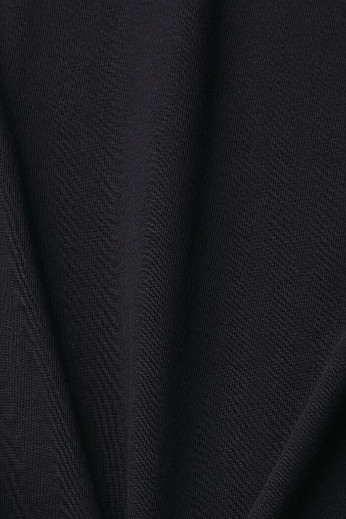 Bawełniany T-shirt z podwiniętymi rękawami, BLACK, detail image number 5