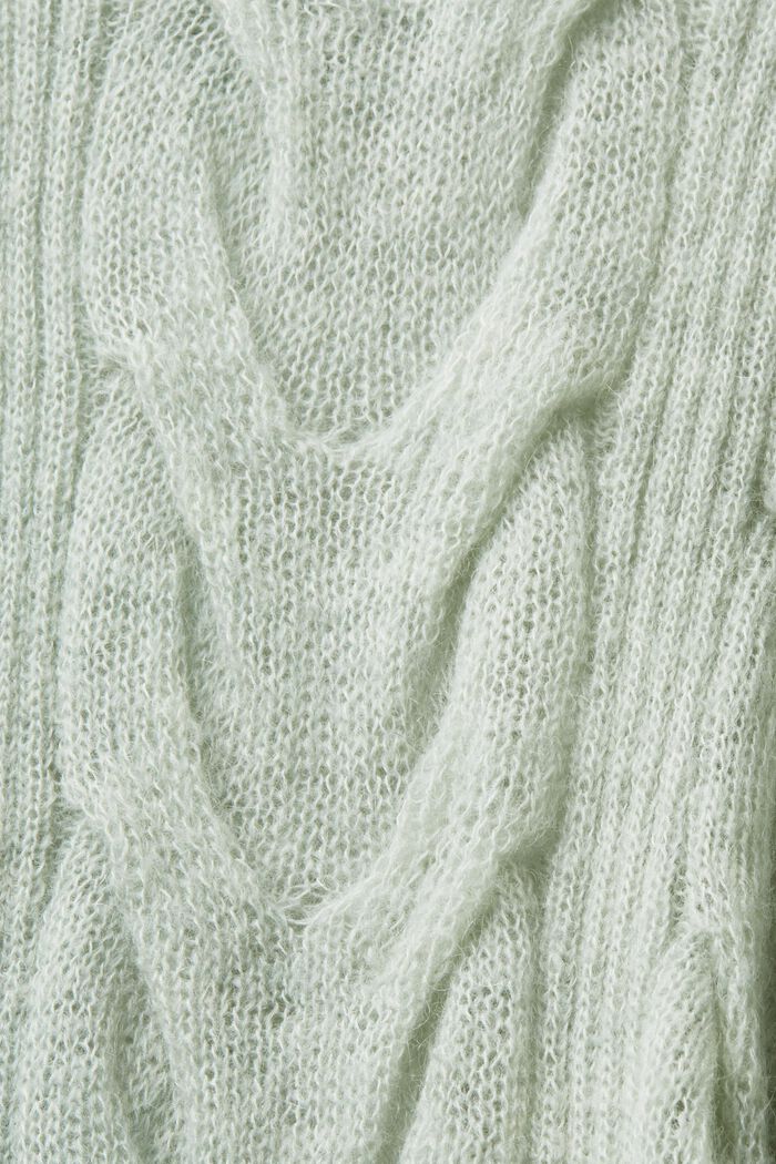 Sweter z półgolfem z wzorem w warkocze, LIGHT AQUA GREEN, detail image number 6