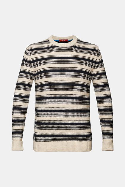 Sweter z okrągłym dekoltem w paski, 100% bawełny