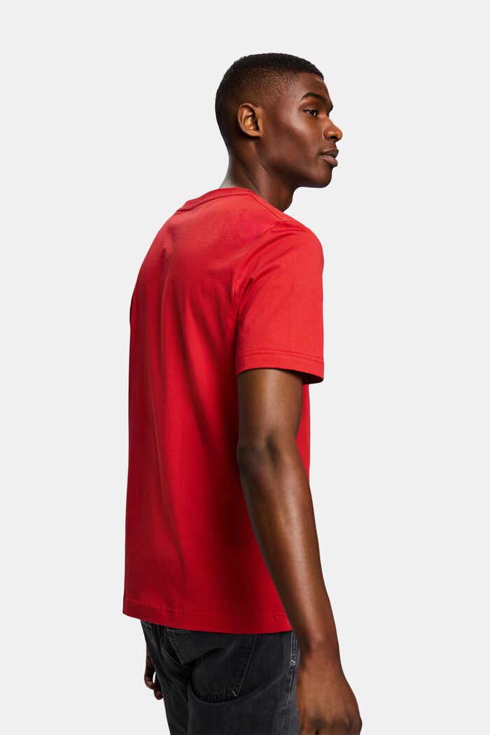 Logowany T-shirt z bawełnianego dżerseju, DARK RED, detail image number 2