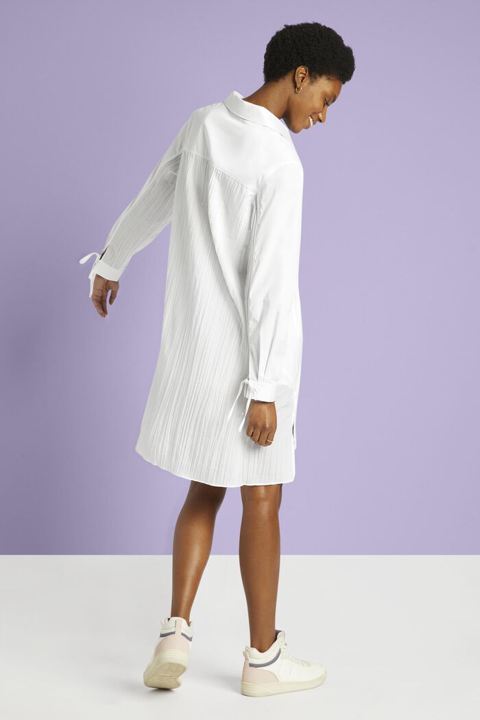 Marszczona sukienka koszulowa midi, WHITE, detail image number 3