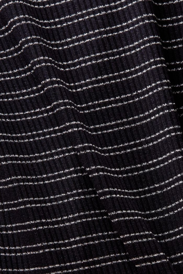 Bluzka w paski z długim rękawem, półgolfem i połyskiem, NAVY, detail image number 4