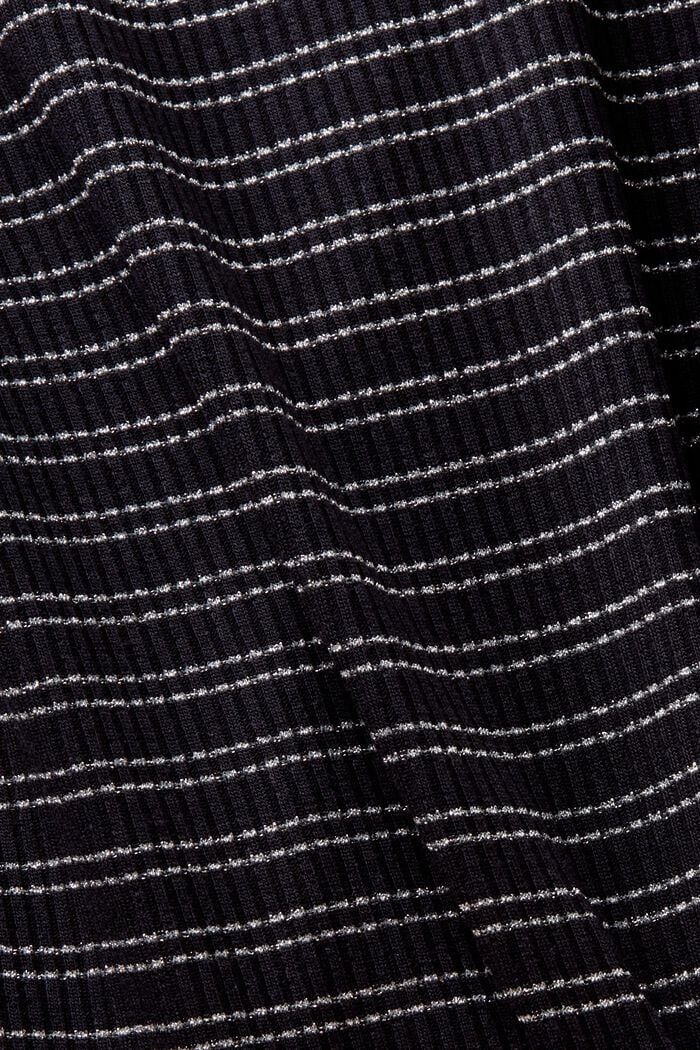 Bluzka w paski z długim rękawem, półgolfem i połyskiem, NAVY, detail image number 4