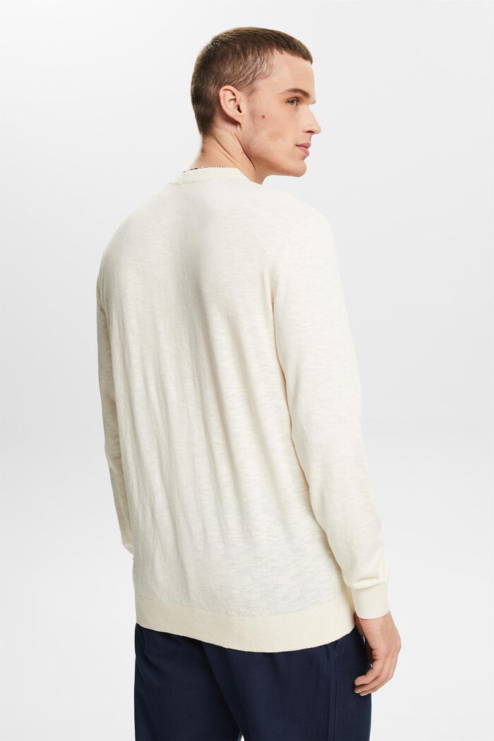 Sweter z okrągłym dekoltem z bawełny i lnu, CREAM BEIGE, detail image number 2