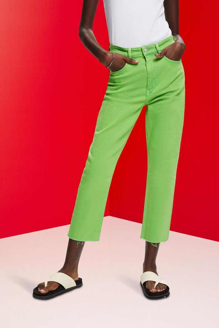 Skrócone spodnie z postrzępionym dołem, GREEN, detail image number 0