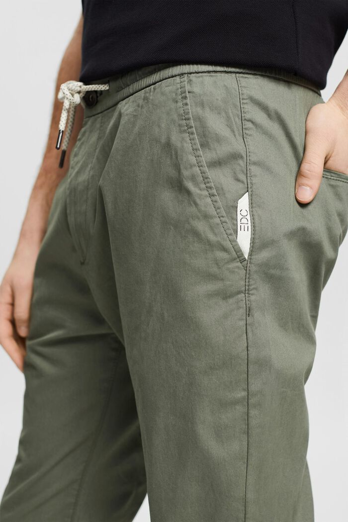 Cienkie spodnie chino ze ściąganym sznurkiem, OLIVE, detail image number 0