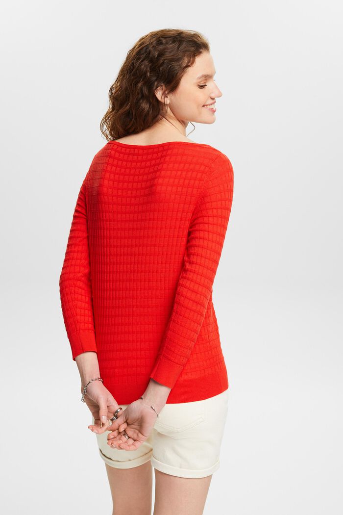 Sweter z fakturowanej dzianiny, RED, detail image number 2