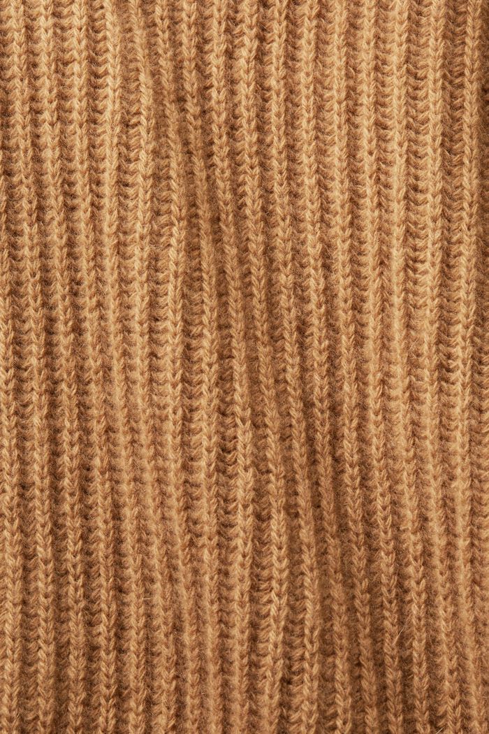 Sweter z półgolfem z prążkowanej dzianiny, CARAMEL, detail image number 5