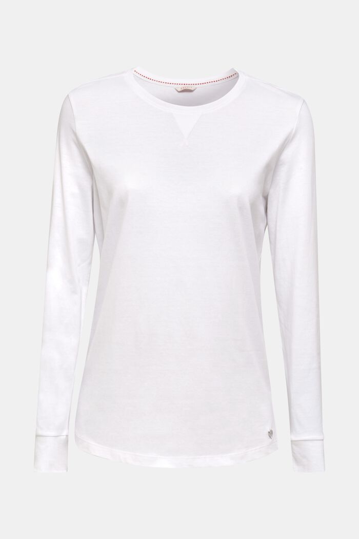 Bluzka z długim rękawem, model basic, 100% bawełny, WHITE, detail image number 0